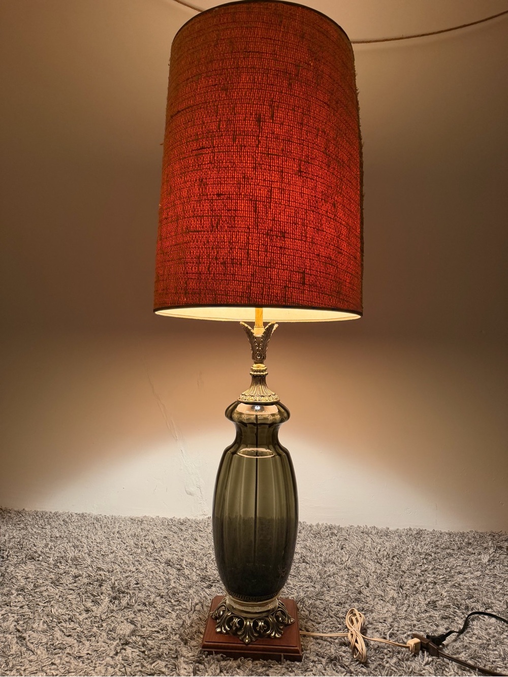 [Vintage] Smoky Glass Base Lampshade